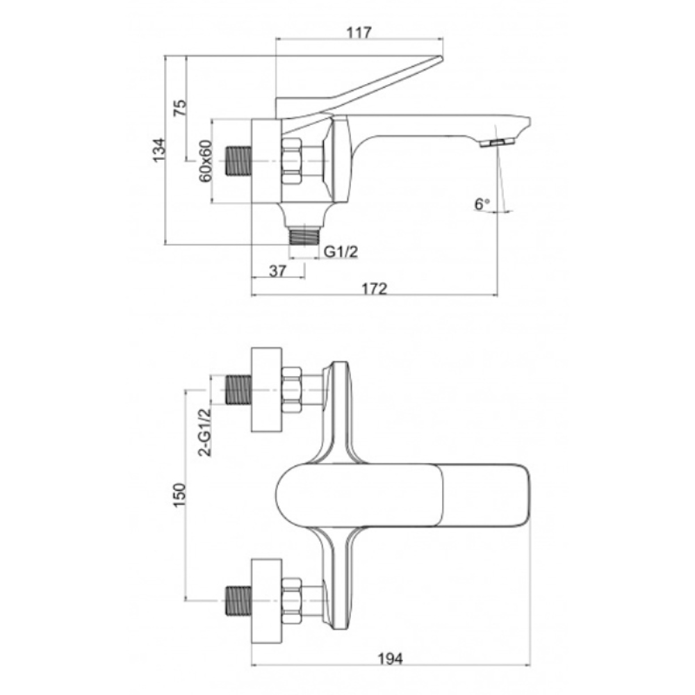 Смеситель для ванны Cersanit Odra Хром глянцевый 63051 Смеситель для ванны Cersanit Odra Хром глянцевый 63051 — изображение 4
