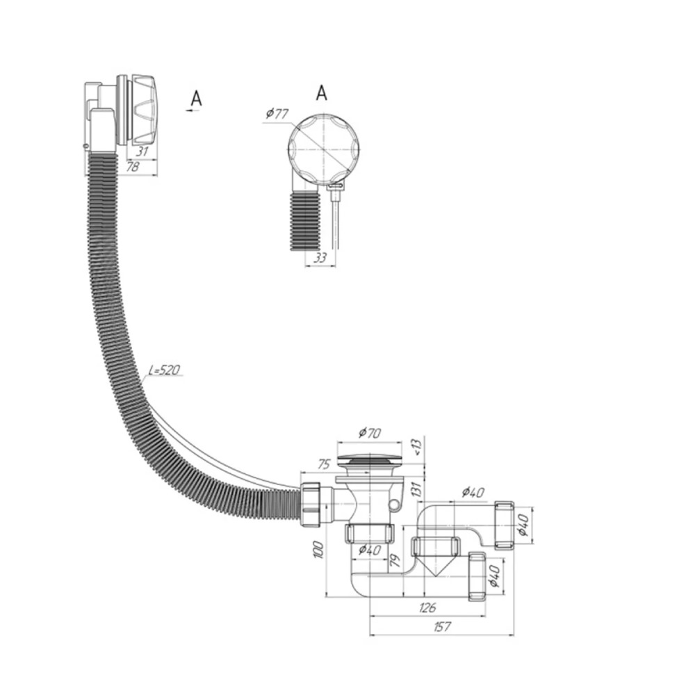Сифон Cersanit Smart для ванны полуавтомат Хром 64285 Сифон Cersanit Smart для ванны полуавтомат Хром 64285 — изображение 3
