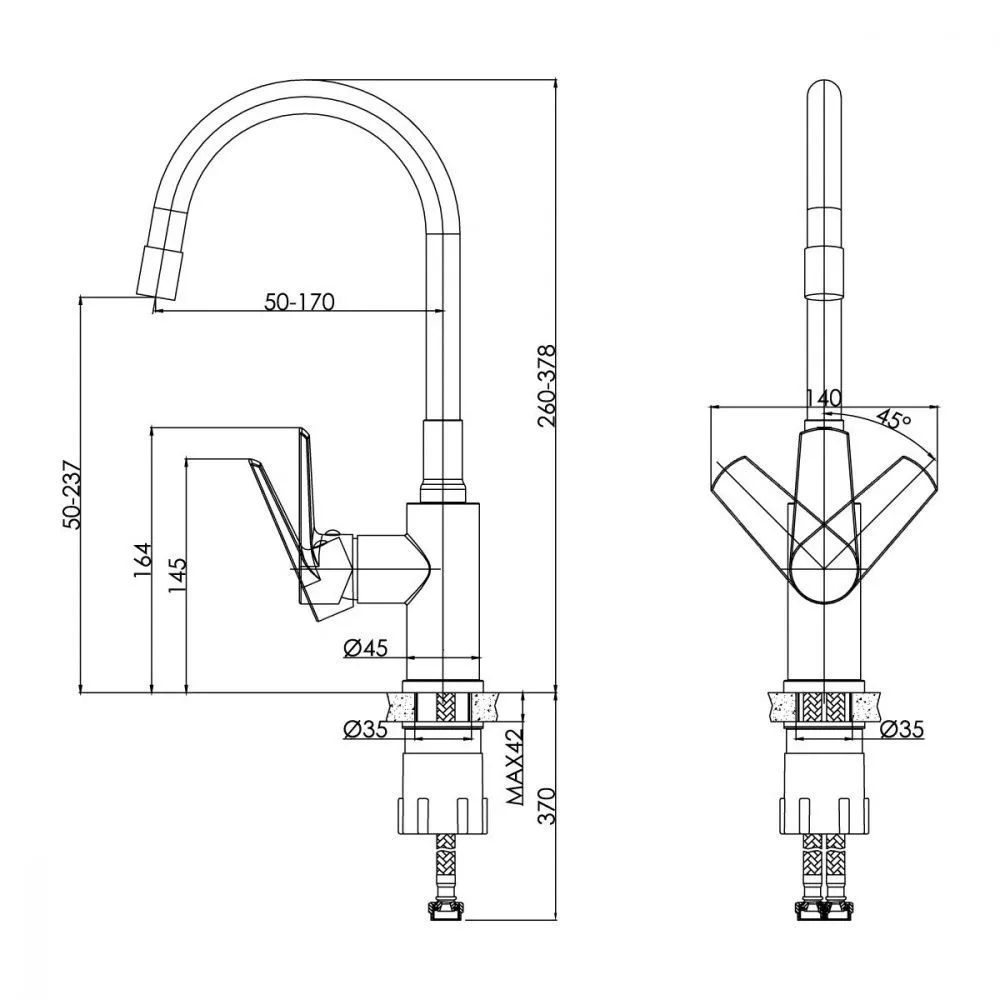 Смеситель для кухни Cersanit Moduo с гибким изливом Черный матовый 68230 Смеситель для кухни Cersanit Moduo с гибким изливом Черный матовый 68230 — изображение 3