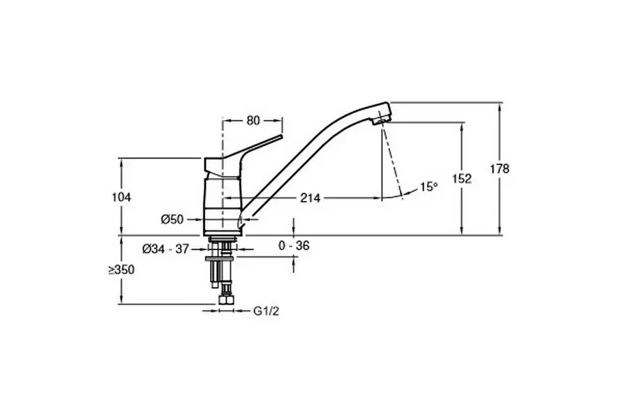 Смеситель для кухни Jacob Delafon Brive E78115-CP Смеситель для кухни Jacob Delafon Brive E78115-CP — изображение 2