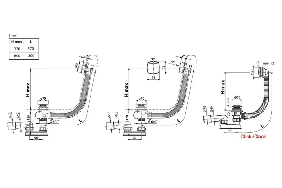 Сточный комплект с переливом Ravak Click Clack 570 Сточный комплект с переливом Ravak Click Clack 570 — изображение 2