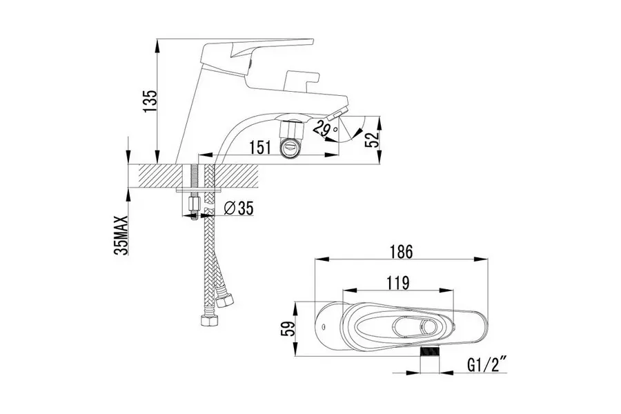 Смеситель на борт ванны Lemark Luna Хром LM4115C Смеситель на борт ванны Lemark Luna Хром LM4115C — изображение 2