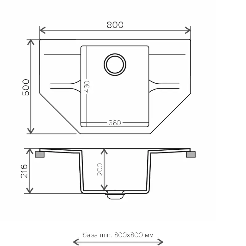 Мойка кухонная Polygran Riff 80 679092 Белый хлопок Мойка кухонная Polygran Riff 80 679092 Белый хлопок — изображение 3