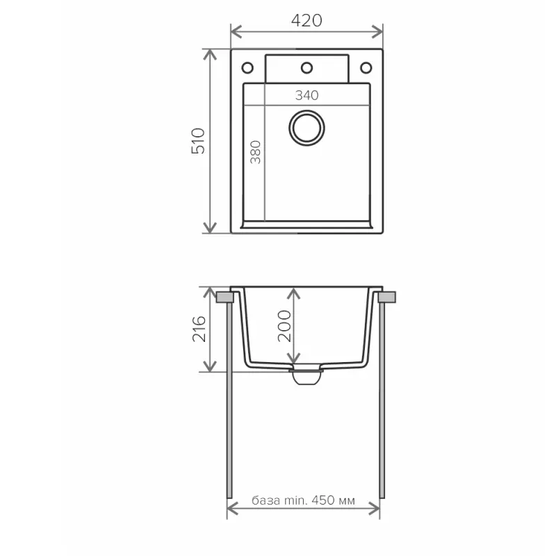 Мойка кухонная Polygran Argo 42 627338 Белый хлопок Мойка кухонная Polygran Argo 42 627338 Белый хлопок — изображение 3
