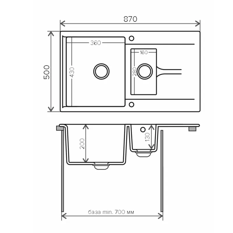 Мойка кухонная Polygran Brig 87 627390 Белый хлопок Мойка кухонная Polygran Brig 87 627390 Белый хлопок — изображение 3