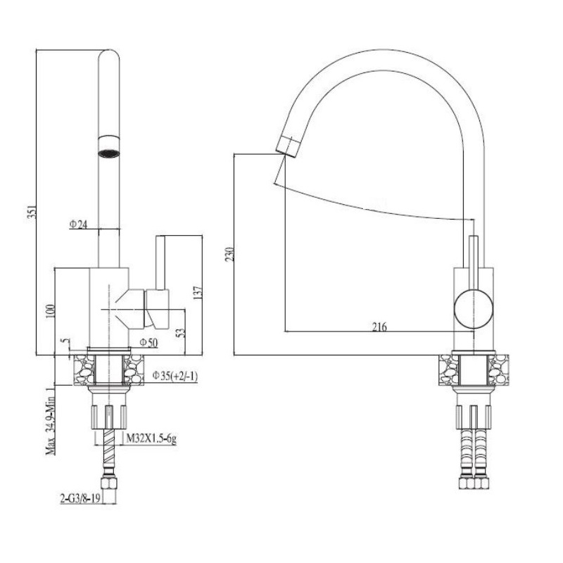 Смеситель для кухни Esko Snake Цветные K44 G Смеситель для кухни Esko Snake Цветные K44 G — изображение 2